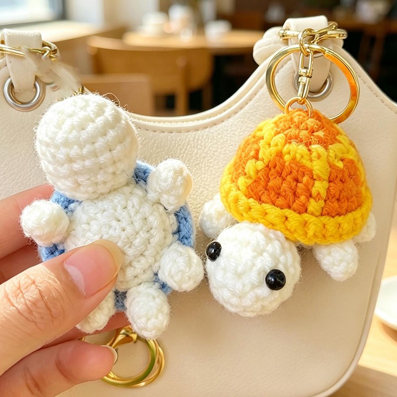 Mini Backpack Purse - Portachiavi Tartaruga Lavorato a Mano all'Uncinetto,