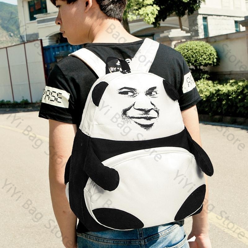Canvas Backpack Casual - Zaino alla moda con motivo panda