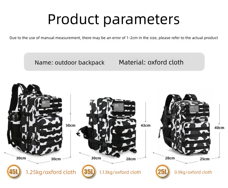 Zaino Tattico 45L/35L/25L Moll - Hiking Backpack Waterproof recensione e prezzo